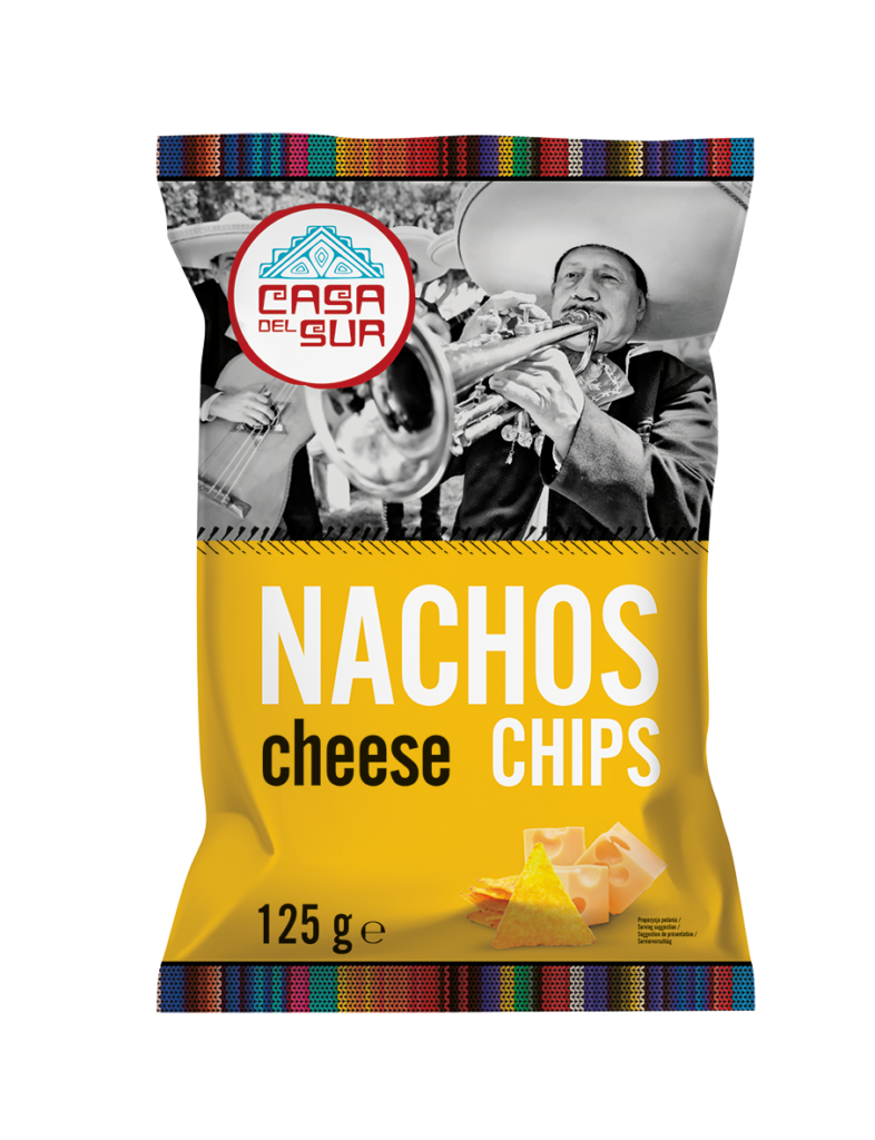 Chipsy nachos kukurydziane o&nbsp;smaku serowym 125 g
