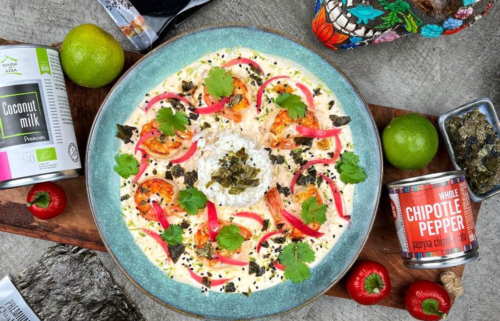 Grillowane krewetki w kokosowym sosie chipotle House of Asia Casa de Mexico vanomano_