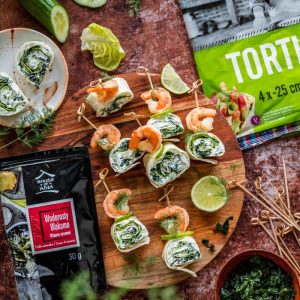 Przepis Koreczki z tortilli z krewetkami i wakame deliciousplace Casa de Mexico