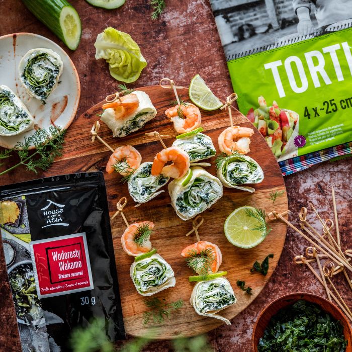 Przepis Koreczki z tortilli z krewetkami i wakame deliciousplace Casa de Mexico